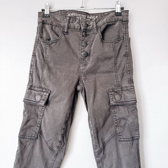 American Eagle Super Super Stretch High Rise Cargo Jogger Brown Size 4 - Picture 3 of 8